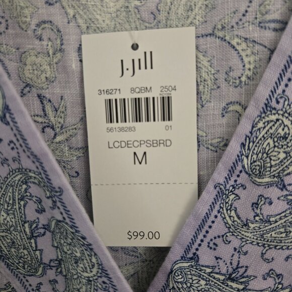 J. Jill Love Linen NWT Linen Border Printed Popover Lilac Paisley Size M - Picture 9 of 11